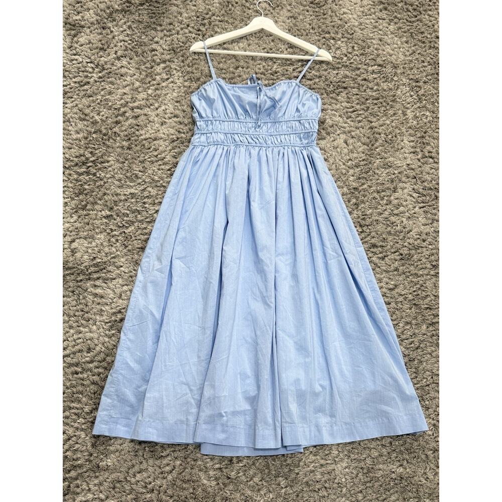 Sunday In Brooklyn Women Blue Smocked Midi Sundress Milkmaid Cottagecore⁠ Size M - Picture 3 of 14